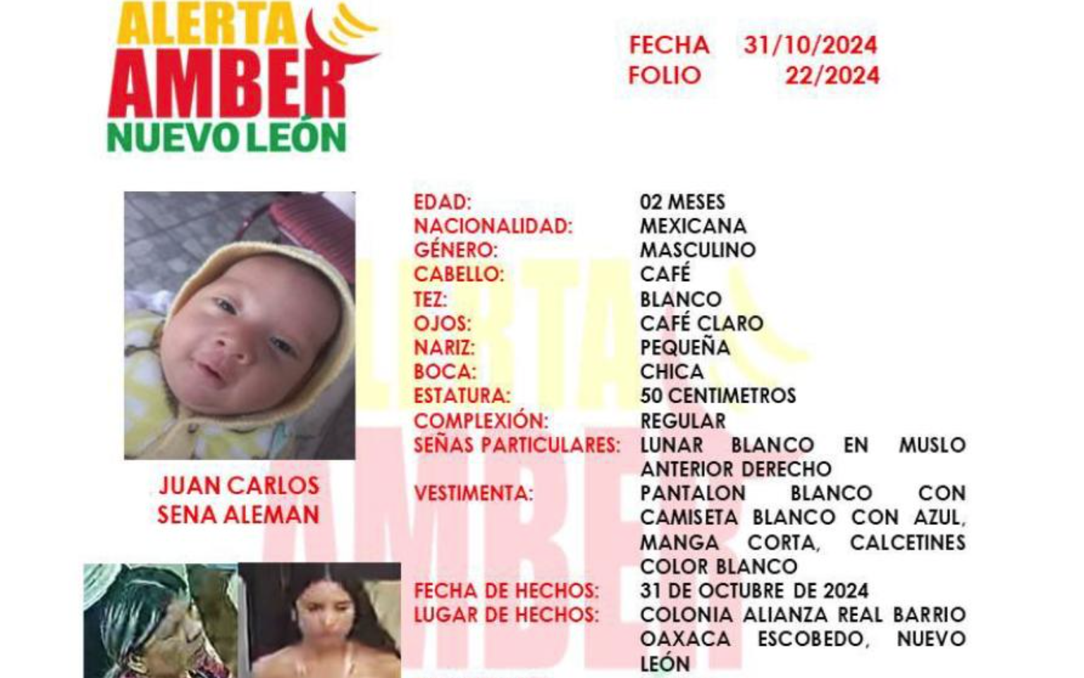 Encuentran con vida a bebé robado en Nuevo León